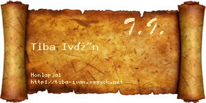 Tiba Iván névjegykártya